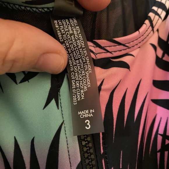 Torrid Wireless Long Zip-Front Swim Dress with Shorts - Picture 3 of 7